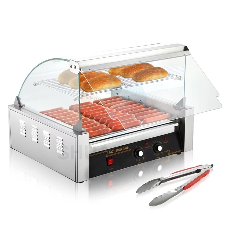 Hot Dog Roller Grill Commercial - 電気式ホットドッグローラーグリル機、業務用スナック調理機器、自動ソーセージバーベキューマシン