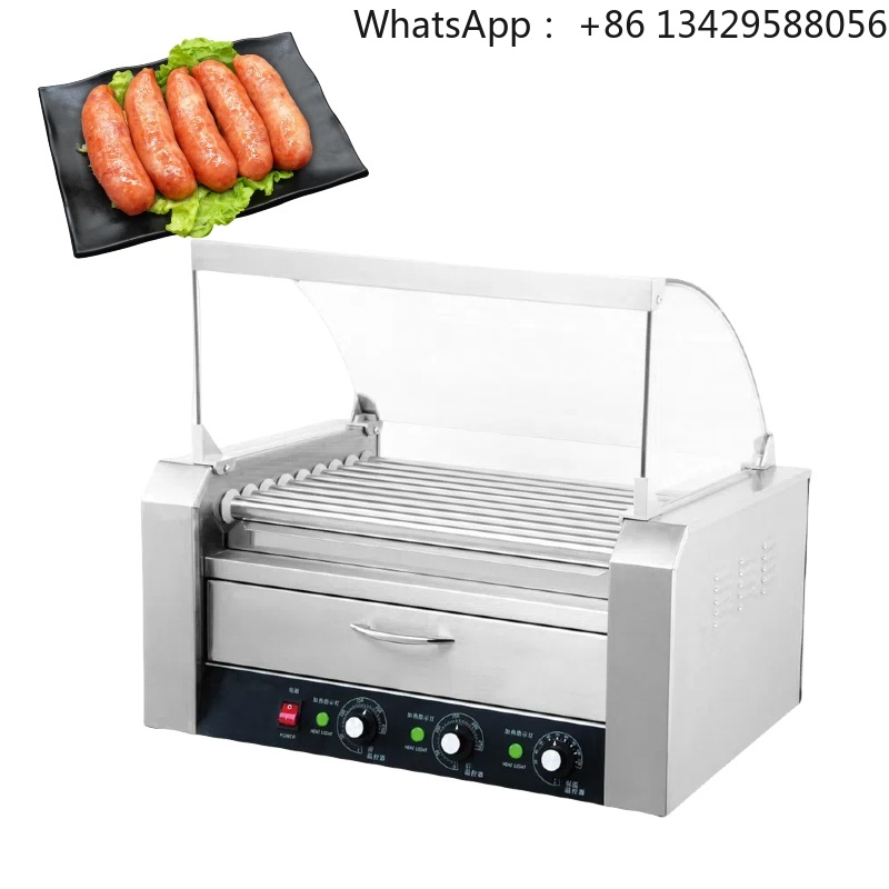 Hot Dog Roller Grill Commercial - 業務用11スティックステンレス製ホットドッグマシン、バンズウォーマー、新品、ソーセージレストラン向け電気ローラーグリル
