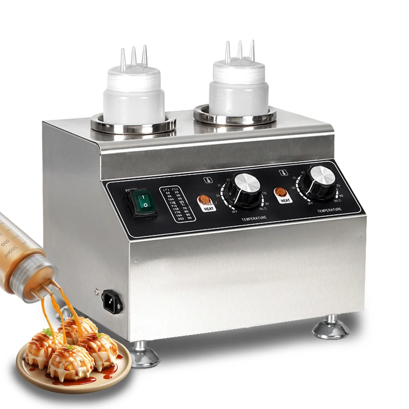 Commercial Nacho Cheese Warmer Dispenser - 110/220V業務用ナチョス2ボトル電気チーズステンレス鋼ディスペンサーチョコレート＆フルーツソースウォーマー