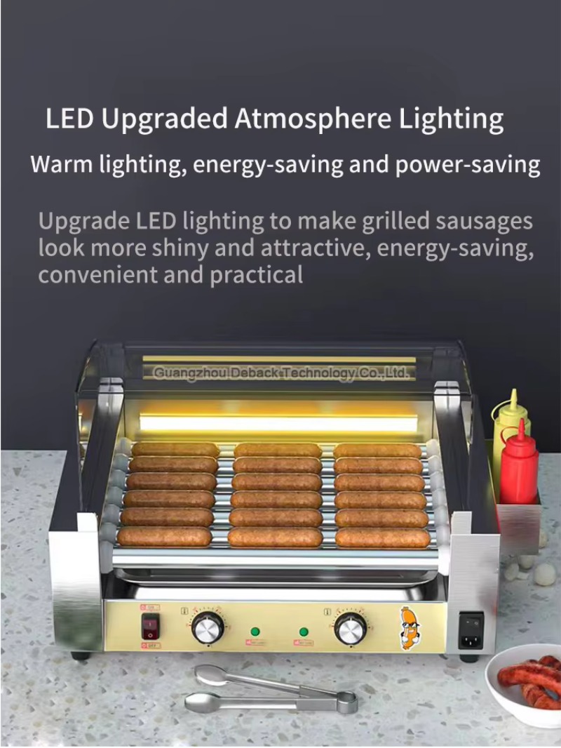 Hot Dog Roller Grill Commercial - 新型業務用ローラーソーセージグリル 5本用 ステンレス製ホットドッグマシン 高生産性 220V ソーセージメーカー