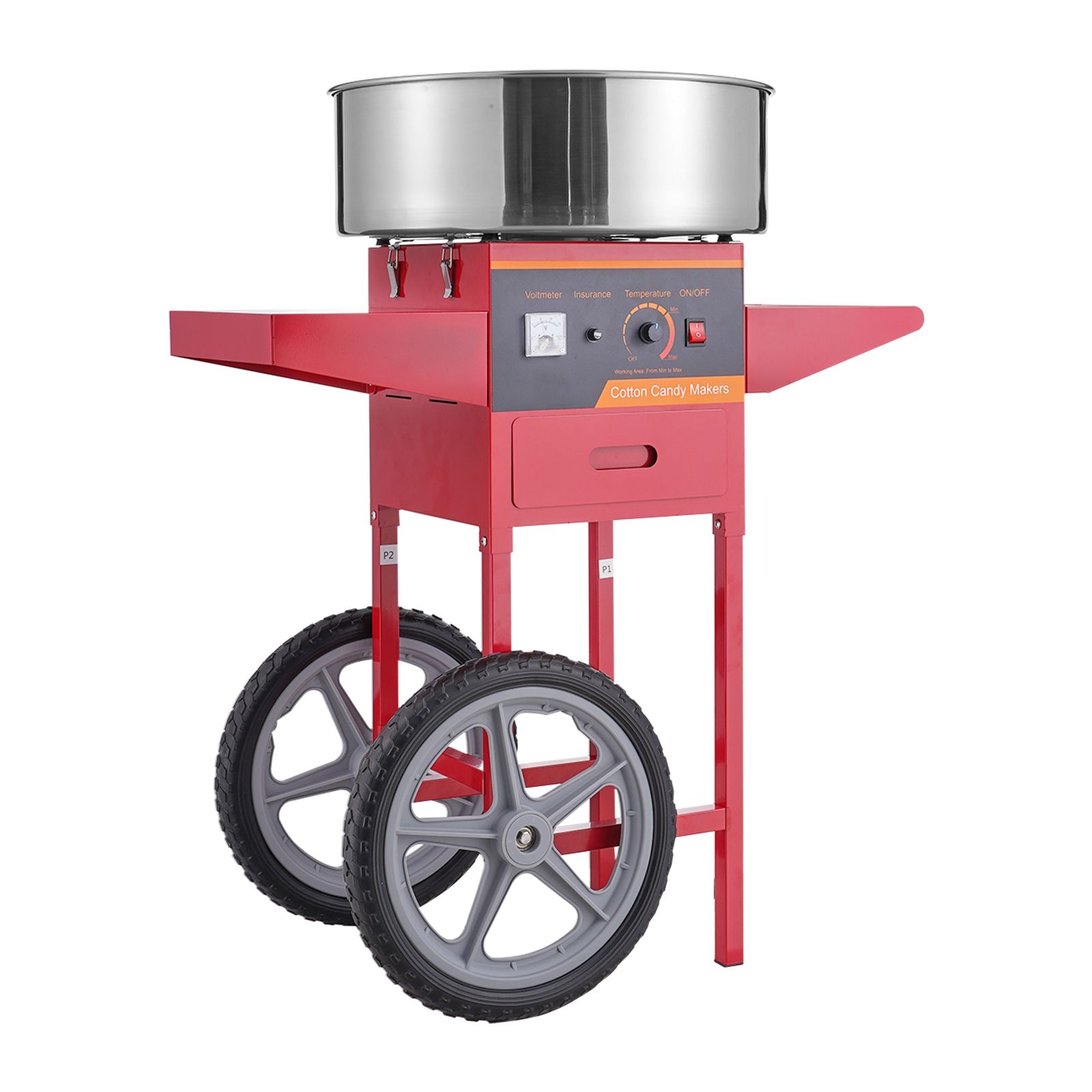 カート付き電動綿菓子製造機、1000W業務用綿菓子メーカー、 - Commercial Cotton Candy Cart のレビューと価格