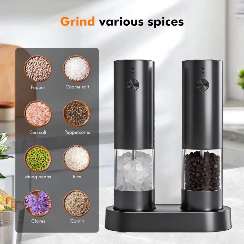 1個/2個入り ミニUSB充電式自動ペッパーミル 調整可能な - Popcorn Seasoning Salt Butter のレビューと価格