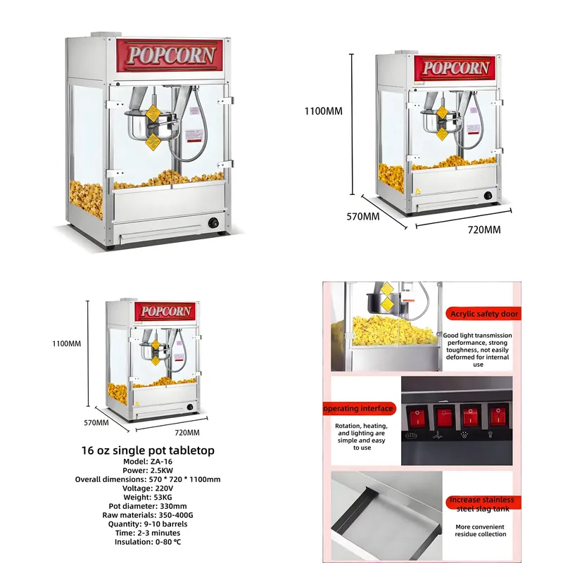 大型自動ポップコーン製造機。16オンスのステンレス製で、電気 - Commercial Popcorn Maker 16Oz のレビューと価格
