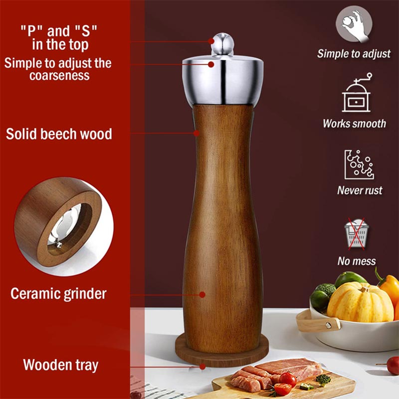 ブナ材のペッパーグラインダーセット、手動塩、スパイスミル、ハ - Popcorn Seasoning Salt Butter のレビューと価格