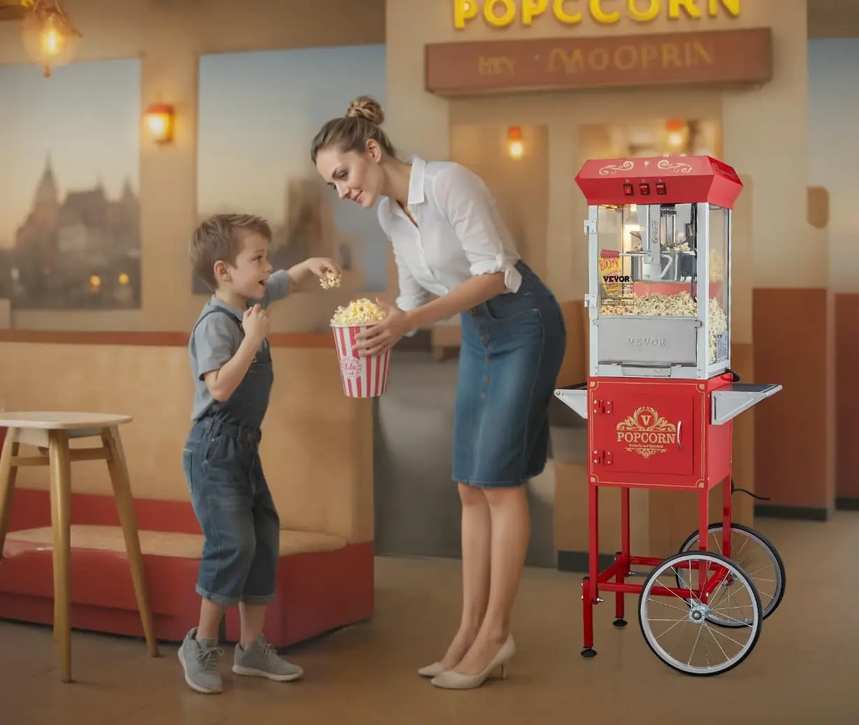 業務用ポップコーンマシン、8オンスケトル、850W、車輪付き - Commercial Popcorn Machine 8Oz Kettle のレビューと価格