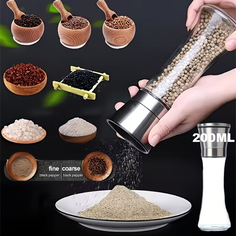 200MLペッパーグラインダー ステンレス製ガラス製スパイス - Popcorn Seasoning Salt Butter のレビューと価格
