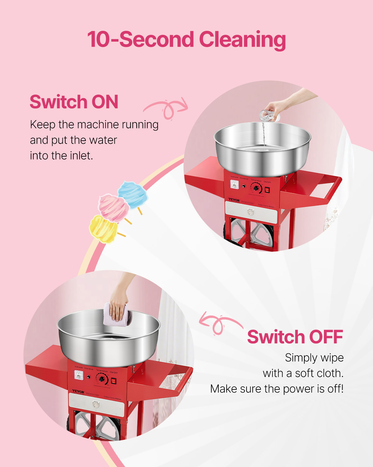 誕生日や家族向けの電動綿菓子製造機、カート付き業務用綿菓子メ - Commercial Cotton Candy Cart のレビューと価格